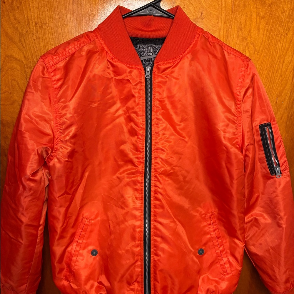 Brooklyn Cloth Vibrant Red Bomber Jacket, Size Large